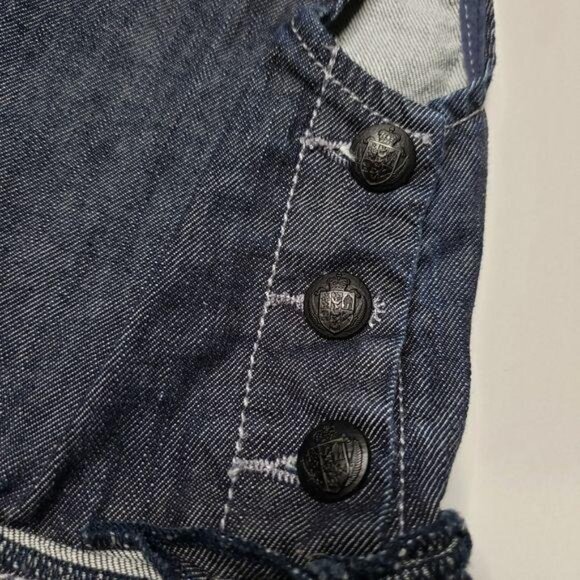 IKKS Baby Girls Sleeveless pleated skirt Denim jean Dress Size 6M button detail - Picture 4 of 5